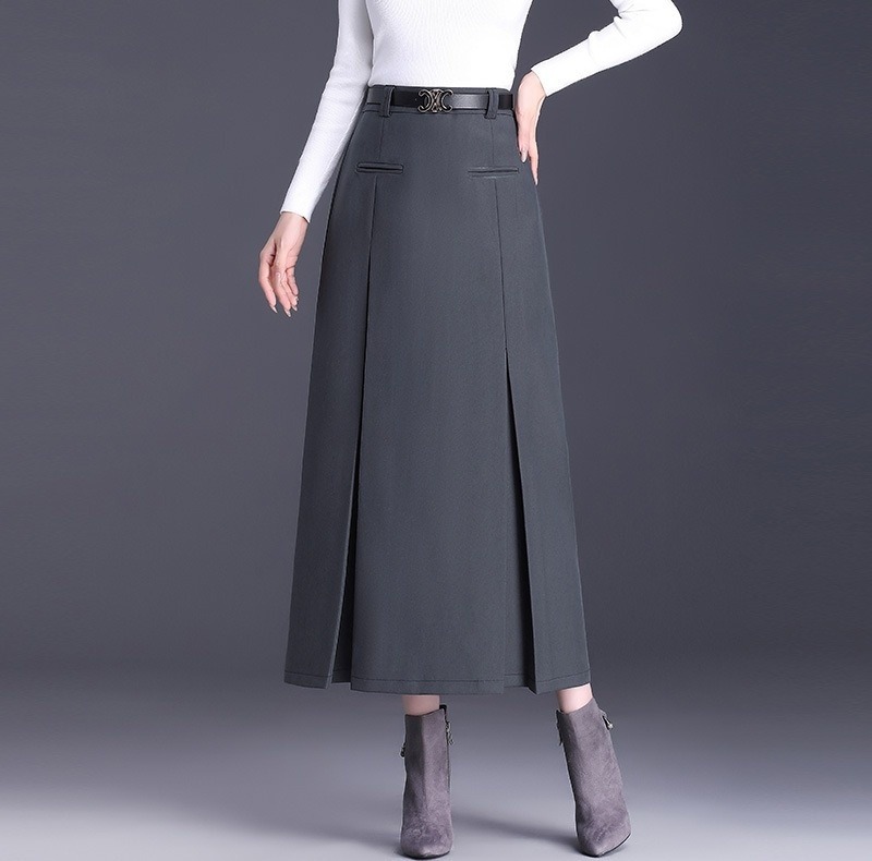 骨格ストレートボックスプリーツマキシスカート