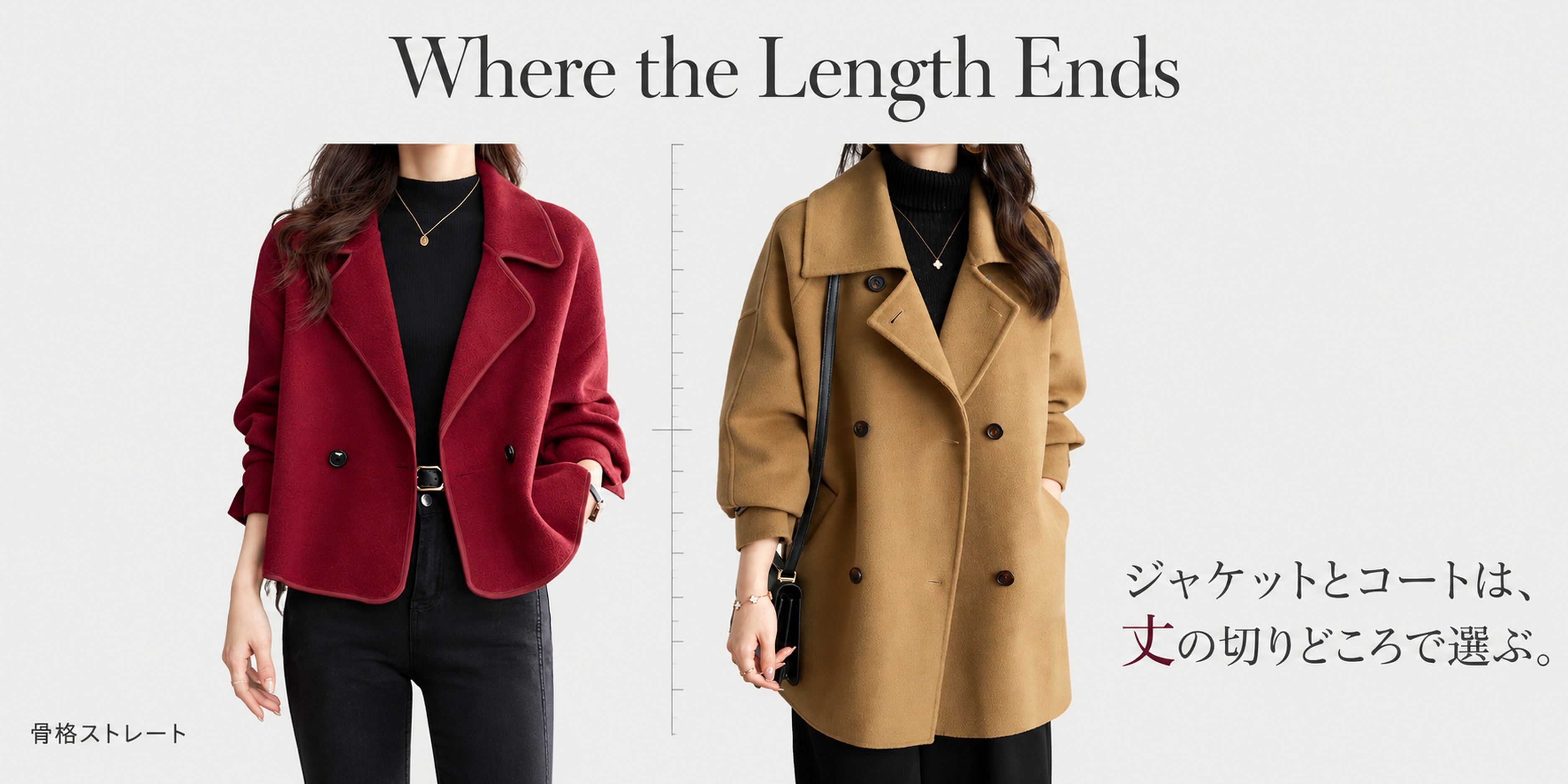 ショート丈が増える冬に。骨格ストレートのジャケットとコートは丈の切りどころで選ぶ